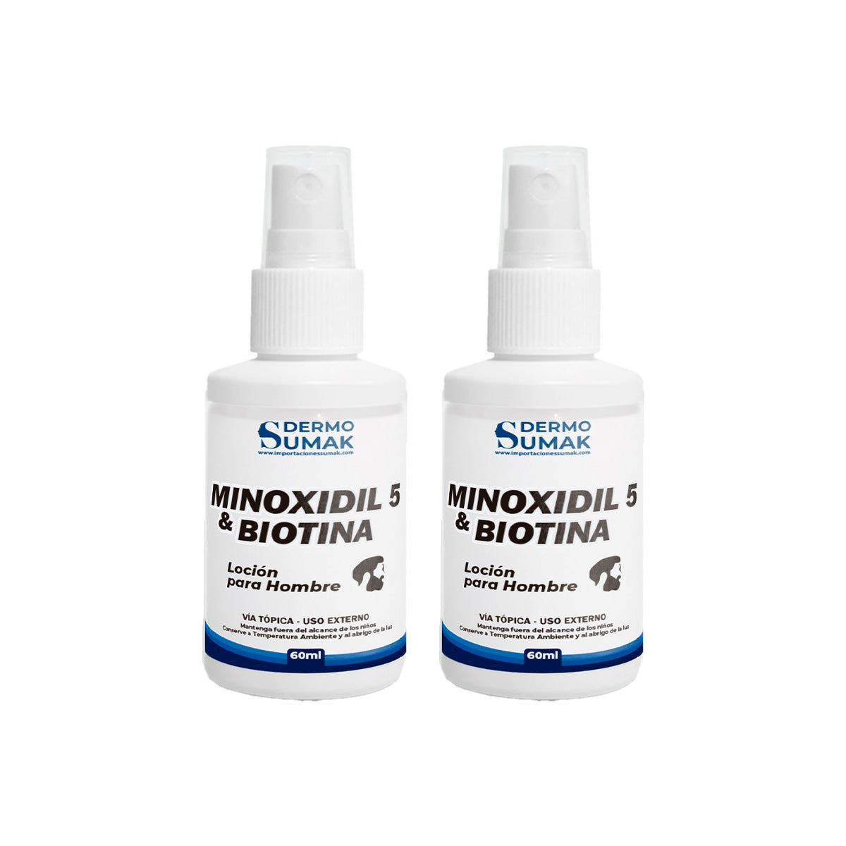 2 Locion Minoxidil 5% & Biotina 60ml Dermo Sumak